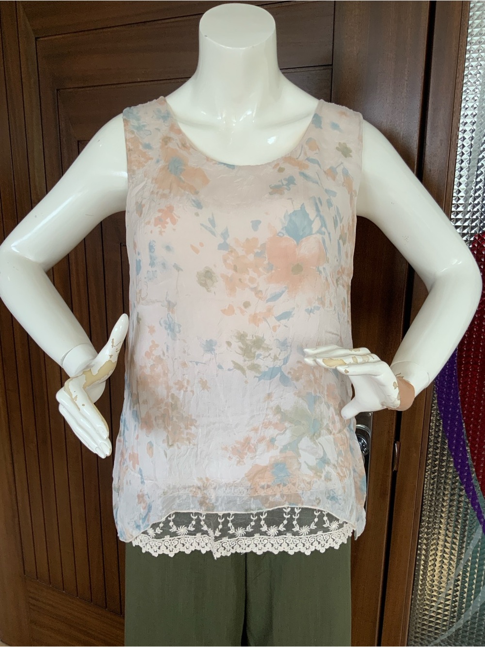 VIA SIGNORIA 100% Silk Top, Italy, Sz L